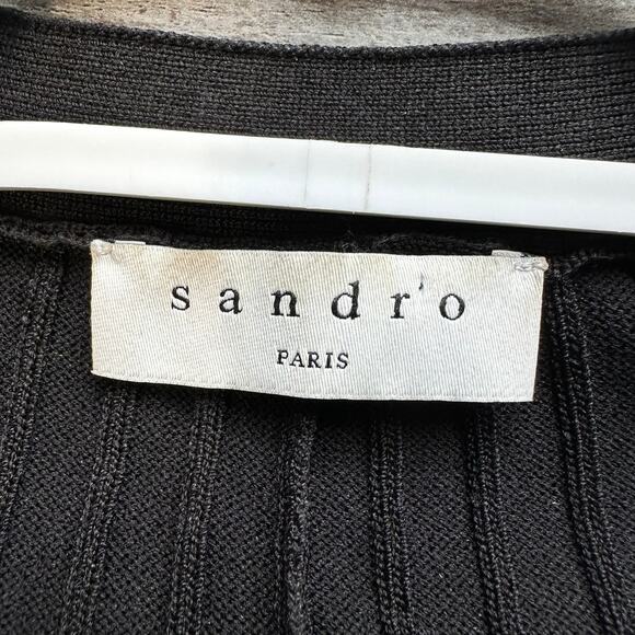 Sandro Jannell Long Button-Up Cardigan Dress Black Knit Long Sleeve 38 8 - Picture 10 of 13